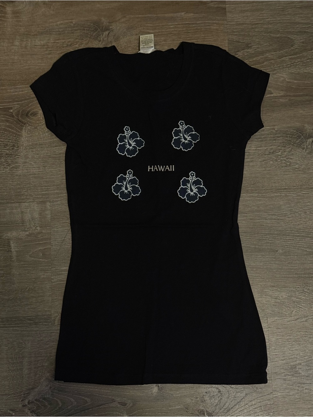 Hawaii Exclusive Hibiscus Flower Black Shirt Top